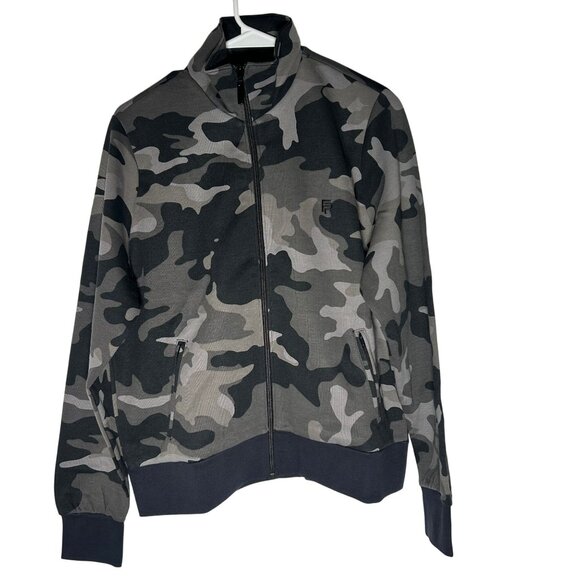 Flint Park Court Tennis Zip-Up Jacket Men's Size Small in Black & Gray Camo NWT! - Picture 2 of 6